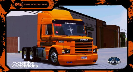 SKINS SCANIA 113H – LARANJA COM FAIXA INTERCOOLER PRETA